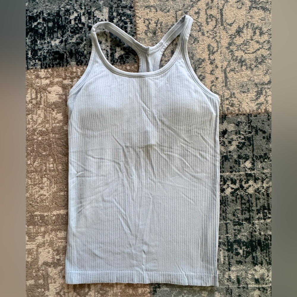 Women's Baby Blue Ribbed Tank Top